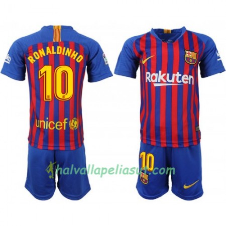 Jalkapallo Pelipaidat FC Barcelona Ronaldinho 10 Lasten Kotipaita 2018-2019 Lyhythihainen